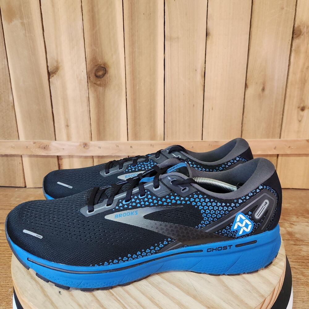 Brooks Ghost 14 Shoes Mens 14 Black Blue Mesh Road Running Sneakers 1103691D056